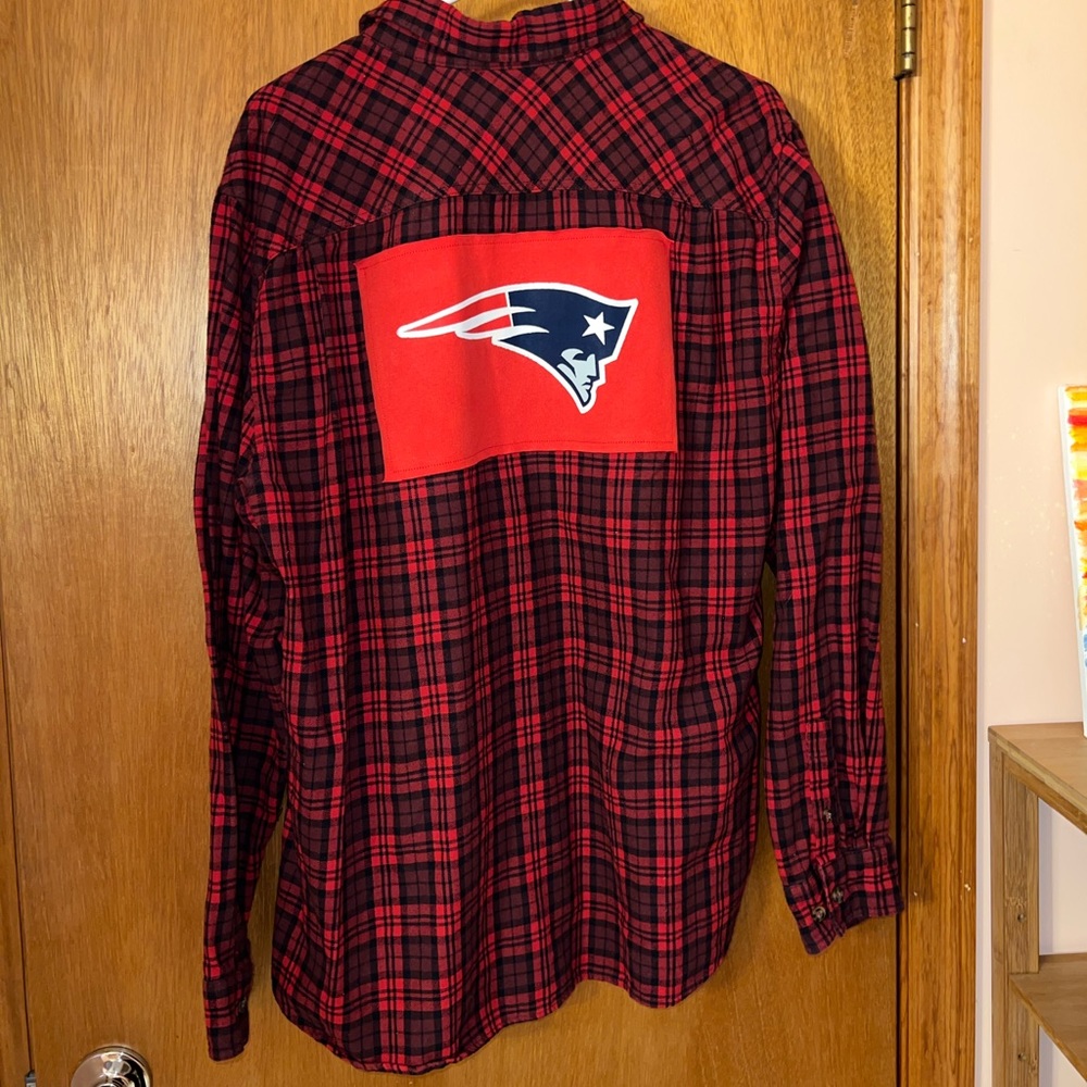 New England Patriots upcycled flannel shirt